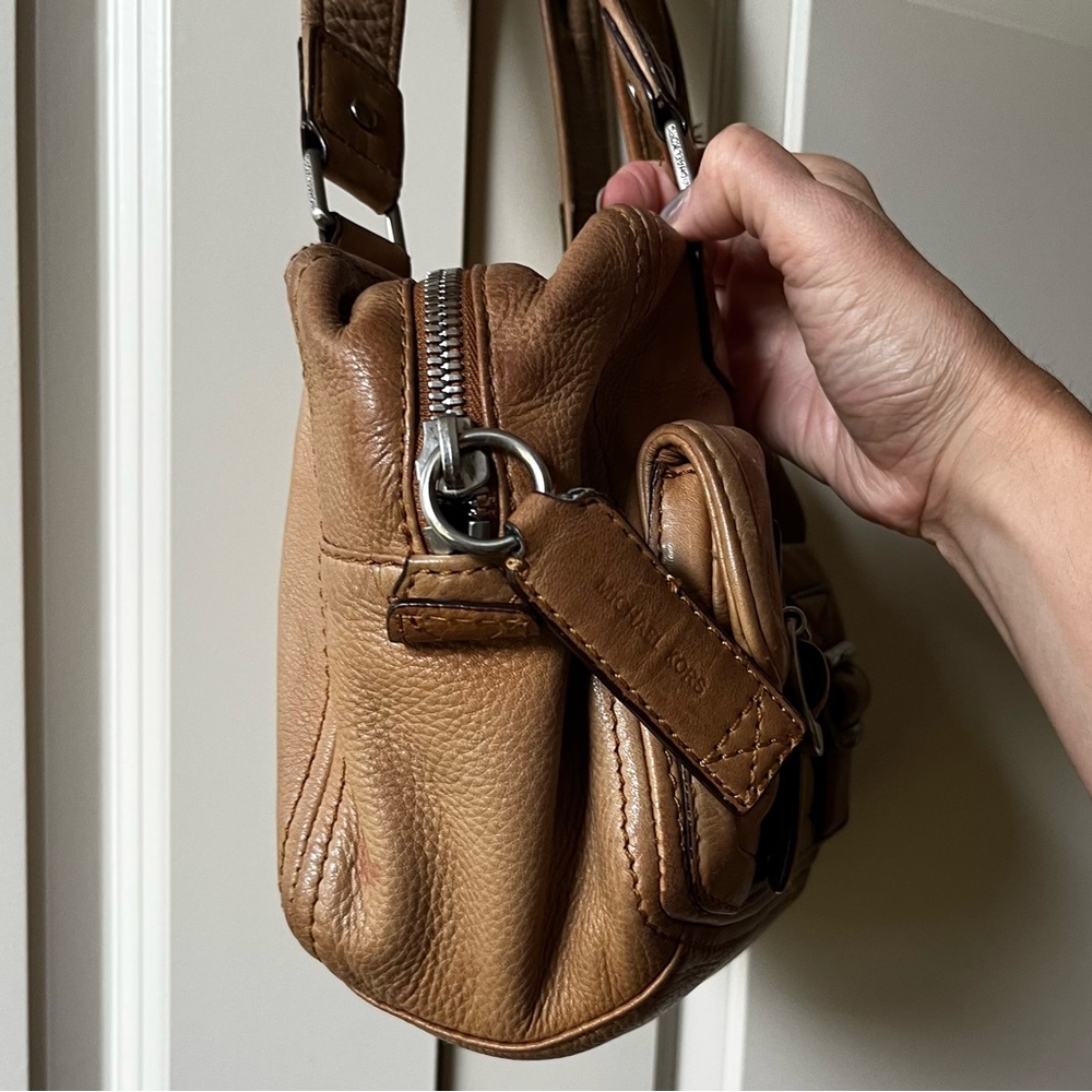 MICHAEL KORS MK Camel Tan Leather Gold Satchel Handbag - Picture 4 of 8